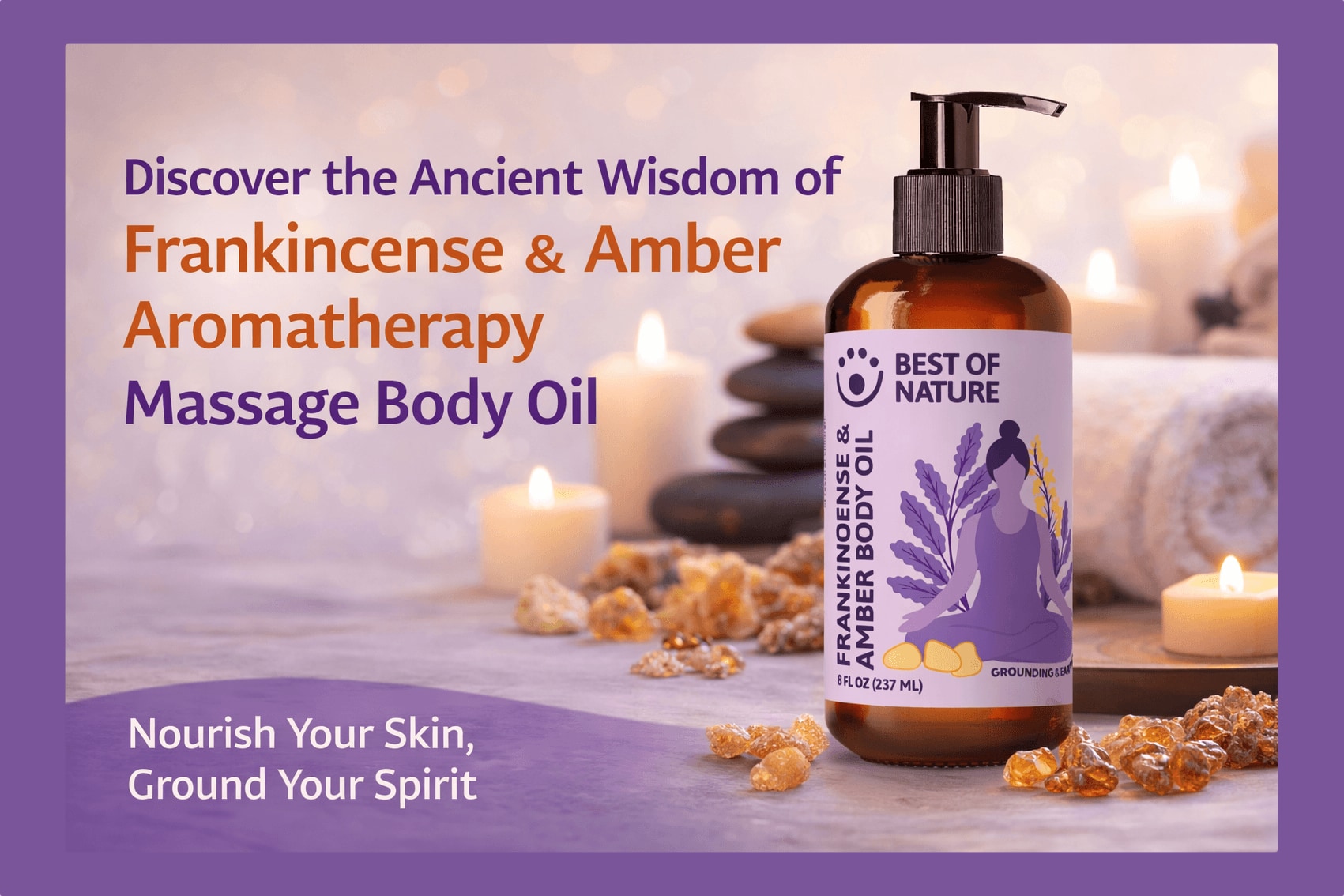 100% Pure & Nature Best of Nature Frankincense & Amber Aromatherapy Massage & Body Oil