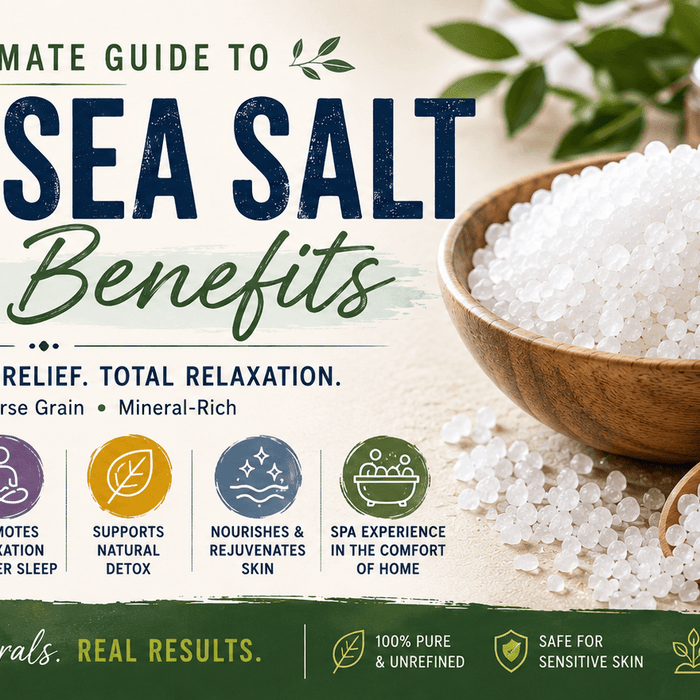 The Ultimate Guide To Dead Sea Salt Bath Benefits. Skin Repair, Muscle Relief, Total Relaxation.