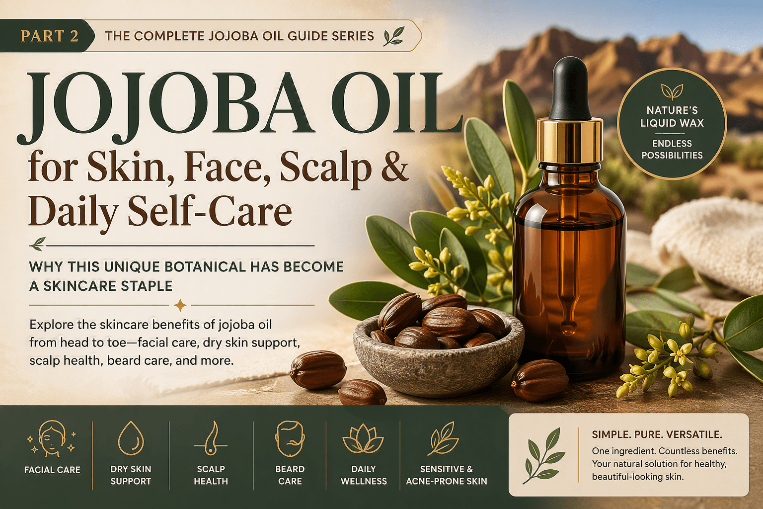 Jojoba Massage & Carrier Oil for Skin, Face, Scalp, Beard Daily Self-Care.
