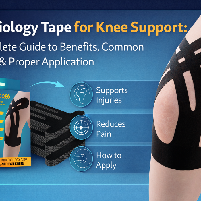 Tape N Go Pre Cut Kinesiology Tape for Knee Support - Benefits, Common Injuries, Proper Application