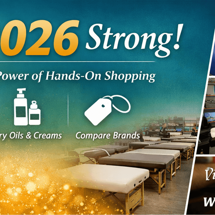 Start 2026 Strong - Best Hands On Shopping At Our Massage & Spa Warehouse in New Jersey. Massage Tables, Chairs, Lotion, Oil, Cream, Gel and More at Great Prices.