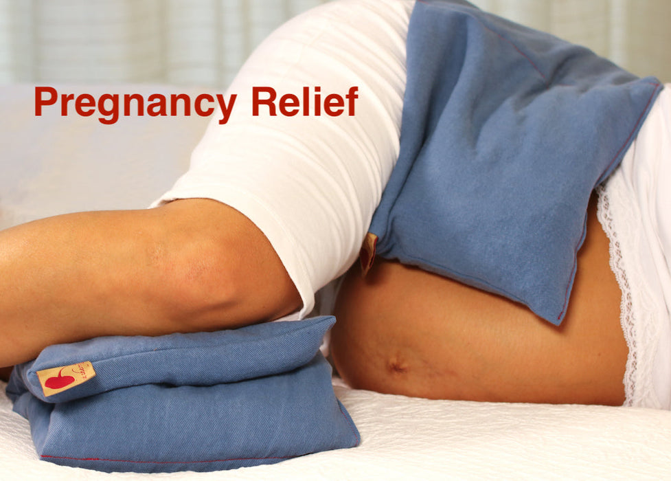 Hot Cherry Double Square Pillow in Blue Denim -  Natural Hot and Cold Therapy Pack
