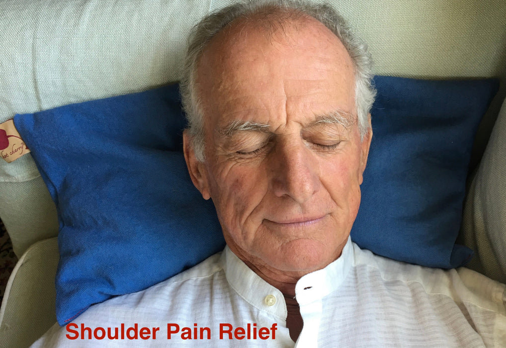 Hot Cherry Double Square Pillow in Blue Denim -  Natural Hot and Cold Therapy Pack