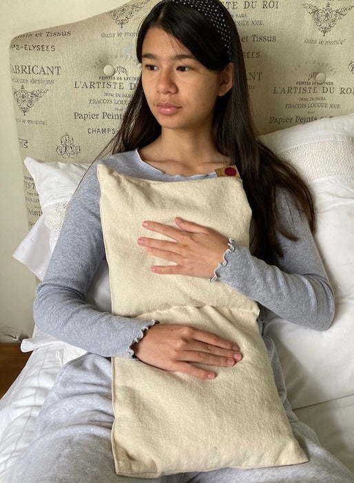Hot Cherry Double Square Pillow in Natural Denim -  Natural Hot and Cold Therapy Pack