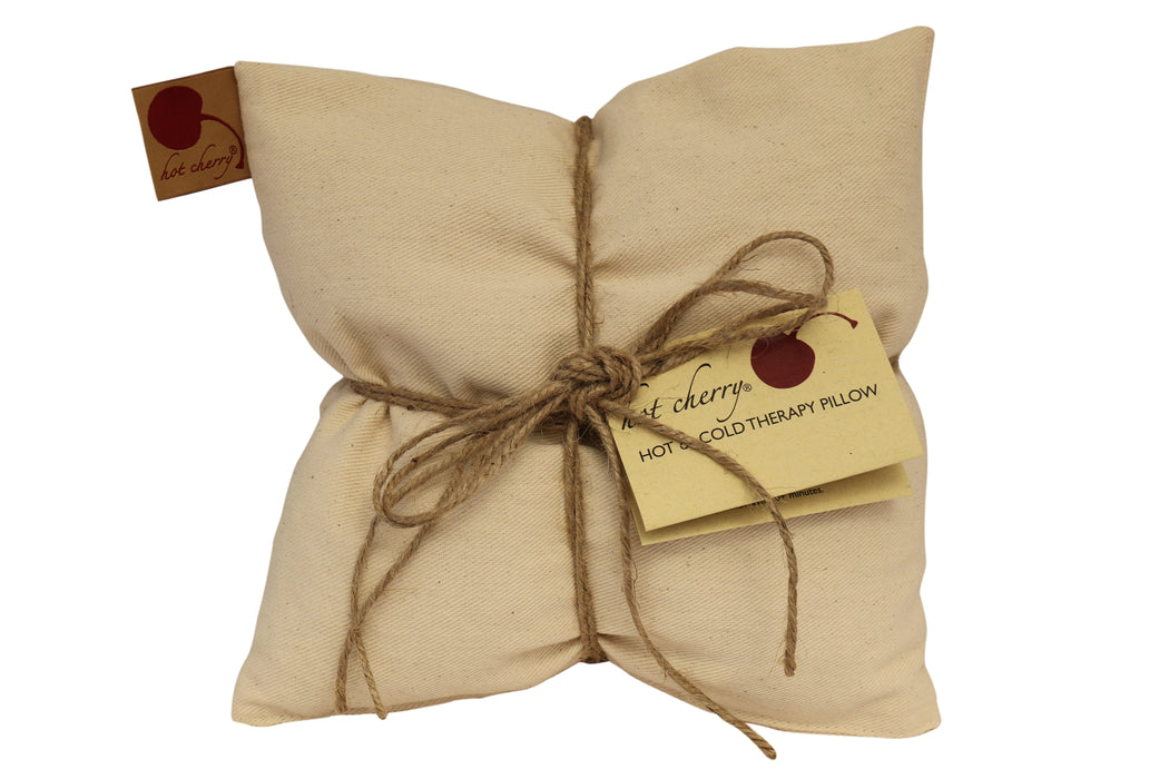 Hot Cherry Double Square Pillow in Natural Denim -  Natural Hot and Cold Therapy Pack