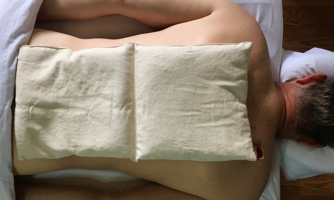 Hot Cherry Double Square Pillow in Natural Denim -  Natural Hot and Cold Therapy Pack