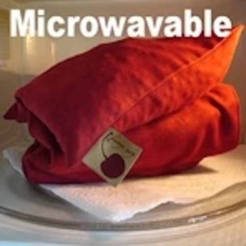 Hot Cherry Triple Square Pillow in Natural Denim -  Natural Hot and Cold Therapy Pack