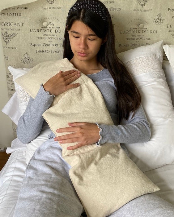 Hot Cherry Triple Square Pillow in Natural Denim -  Natural Hot and Cold Therapy Pack