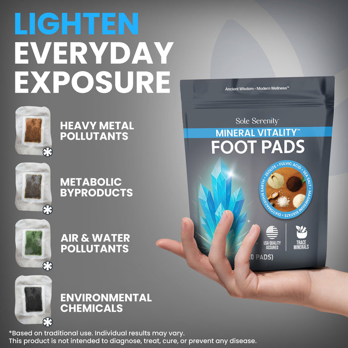 Mineral Vitality Detox Foot Pads with Fulvic Acid, Sea Salt, Magnesium
