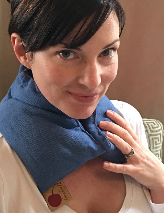 Hot Cherry Neck Wrap in Blue Denim -  Natural Hot and Cold Therapy Pack