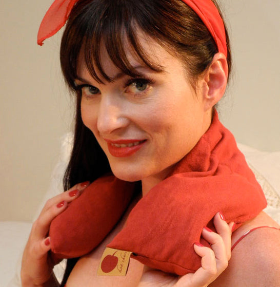 Hot Cherry Neck Wrap in Red Denim -  Natural Hot and Cold Therapy Pack