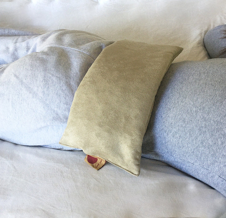 Hot Cherry Rectangular/Cervical Neck Pillow in Plush Tan Ultra-Suede -  Natural Hot and Cold Therapy Pack
