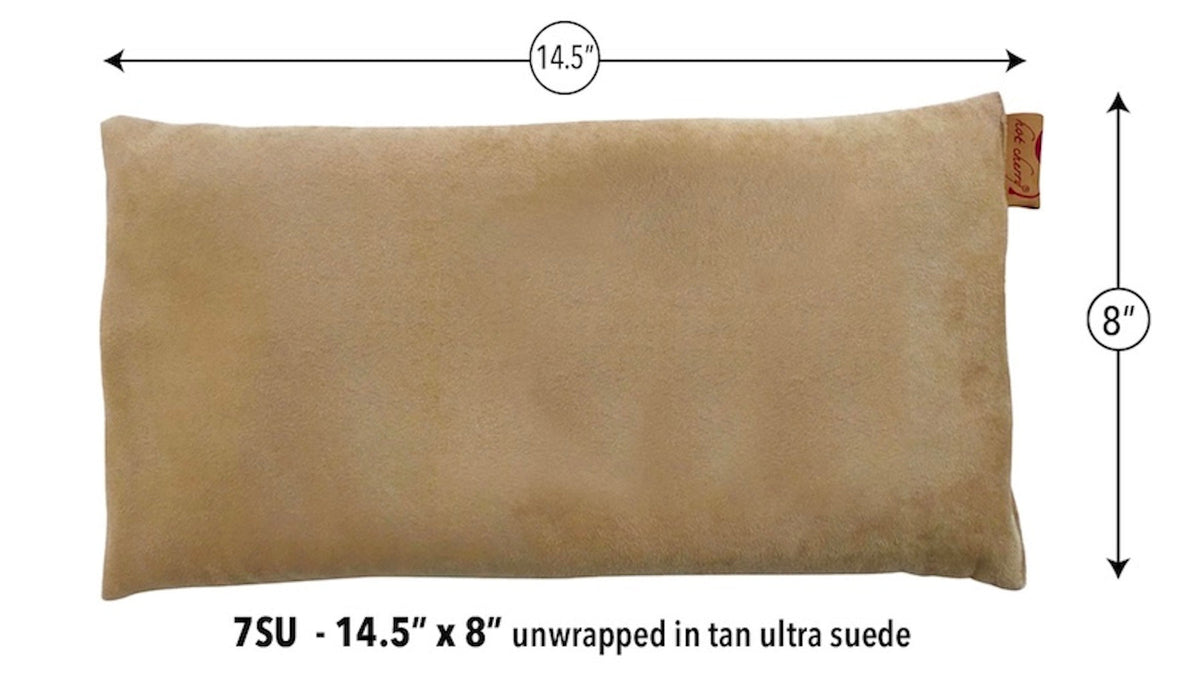 Large Rectangle Cherry Stone Pillow in Tan Ultra-Suede -  Natural Hot and Cold Therapy Pack