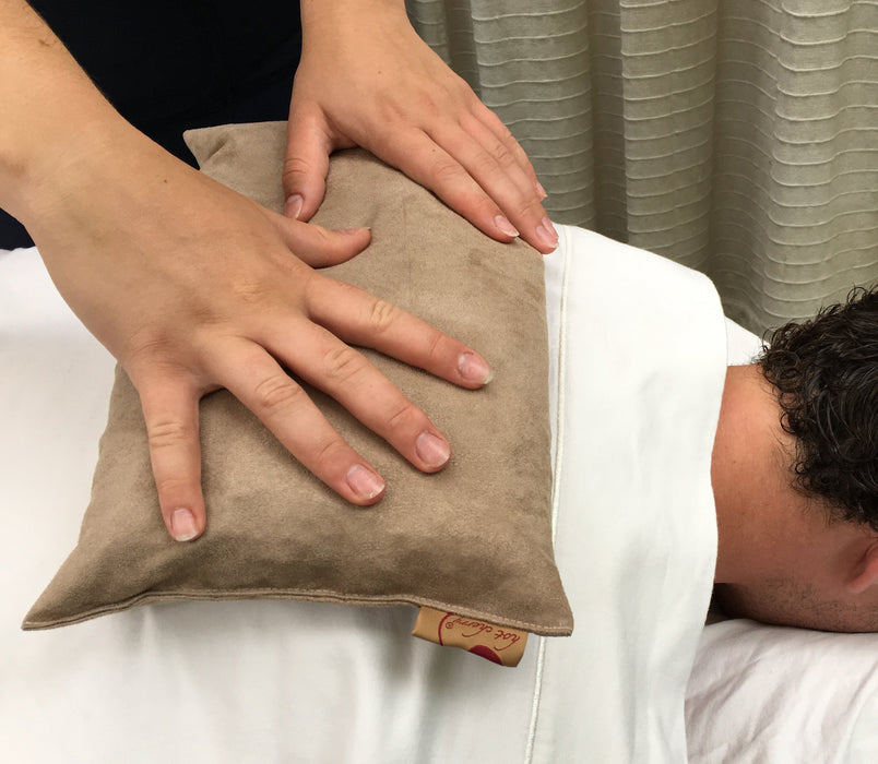 Large Rectangle Cherry Stone Pillow in Tan Ultra-Suede -  Natural Hot and Cold Therapy Pack