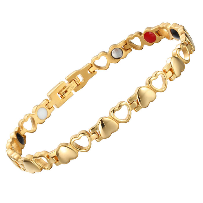 Stainless Steel Energy Bracelet 4-in-1 - 9 Colors available -  Model B041-Hearts