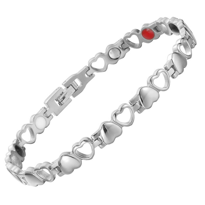 Stainless Steel Energy Bracelet 4-in-1 - 9 Colors available -  Model B041-Hearts