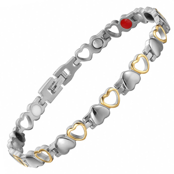 Stainless Steel Energy Bracelet 4-in-1 - 9 Colors available -  Model B041-Hearts