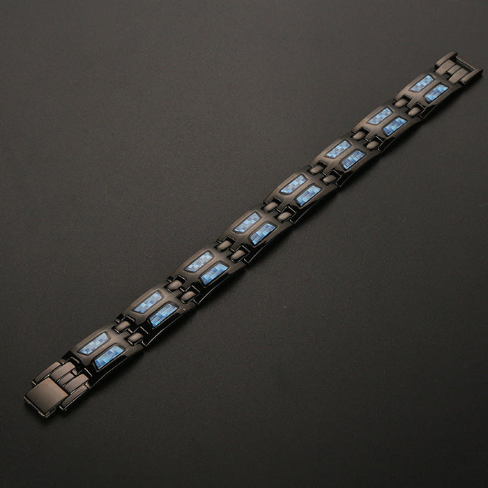 Stainless Steel Energy Bracelet 4-in-1 - Black/Blue Color - Model B617BL