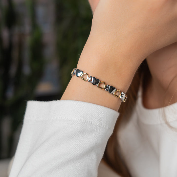 Stainless Steel Energy Bracelet 4-in-1 - 9 Colors available -  Model B041-Hearts