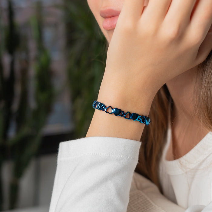 Stainless Steel Energy Bracelet 4-in-1 - 9 Colors available -  Model B041-Hearts