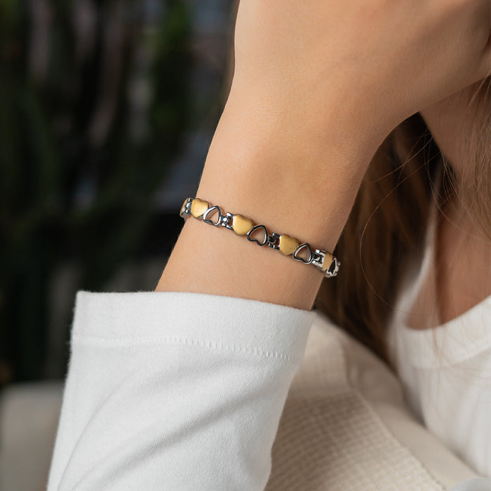 Stainless Steel Energy Bracelet 4-in-1 - 9 Colors available -  Model B041-Hearts