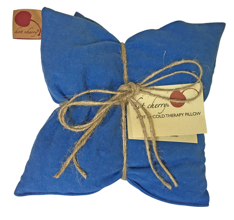 Hot Cherry Double Square Pillow in Blue Denim -  Natural Hot and Cold Therapy Pack