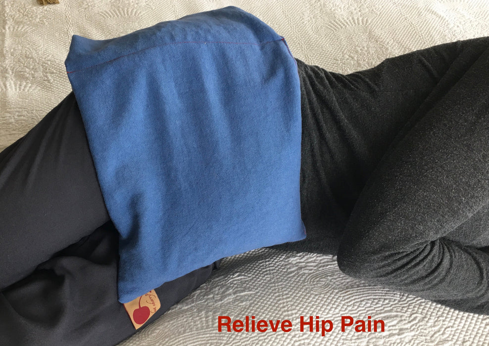 Hot Cherry Double Square Pillow in Blue Denim -  Natural Hot and Cold Therapy Pack