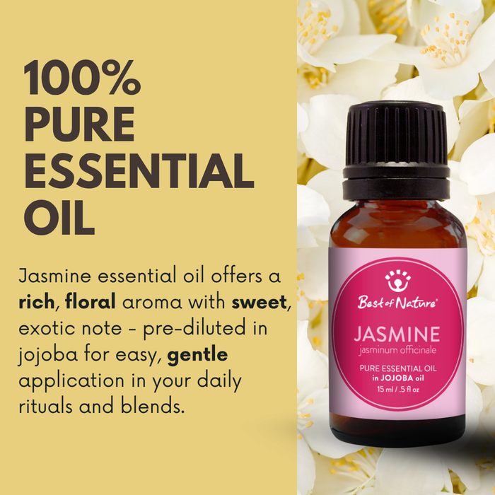 Best of Nature Jasmine Absolute Essential Oil blended with Jojoba Oil