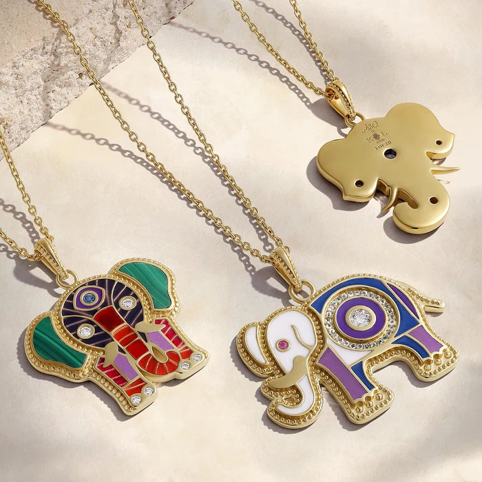 Tranquil Aura – Elephant Multi-Gem Necklace