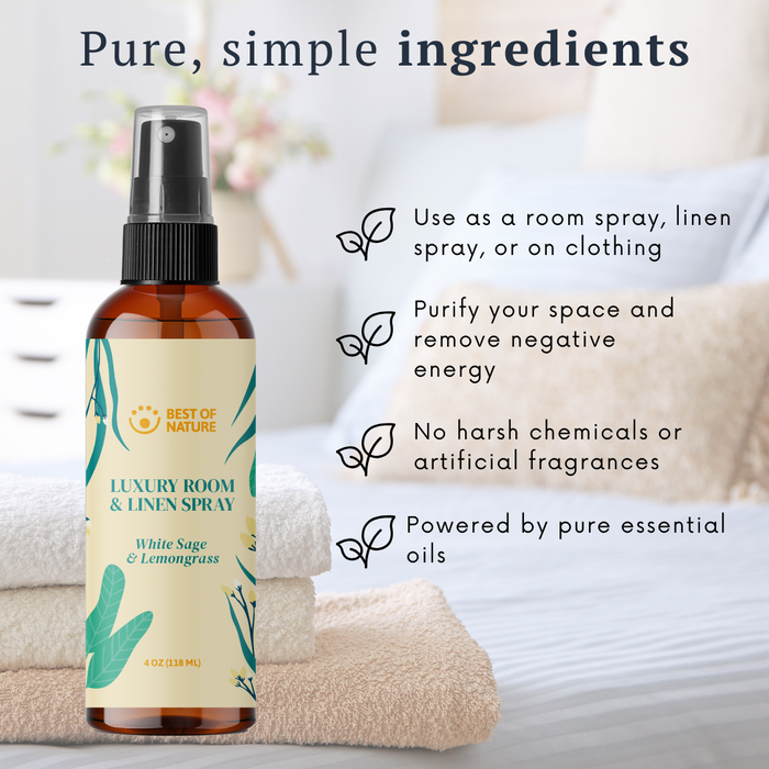 Best of Nature White Sage & Lemongrass Luxury Room & Linen Spray made with Pure Essential Oils