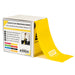 Yellow resistance band with packaging on a white background