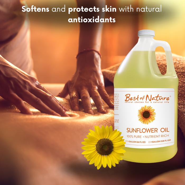 Sunflower Oil by Best of Nature softens and protects skin with natural antioxidants.