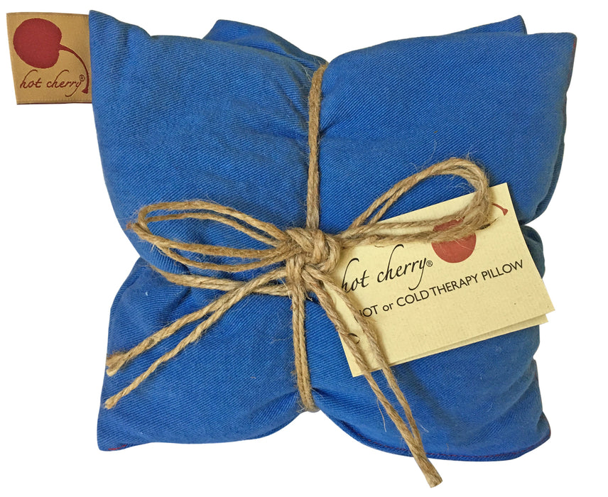 Hot Cherry Triple Square Pillow in Blue Denim - Natural Hot and Cold Therapy Pack