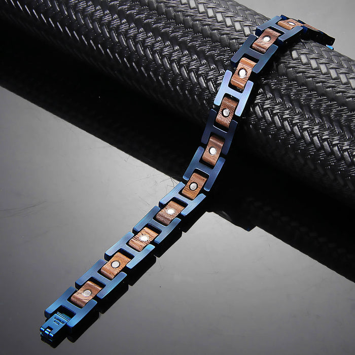 Wood and Stainless Steel Magnetic Bracelet - 3 Colors available - Model WB009