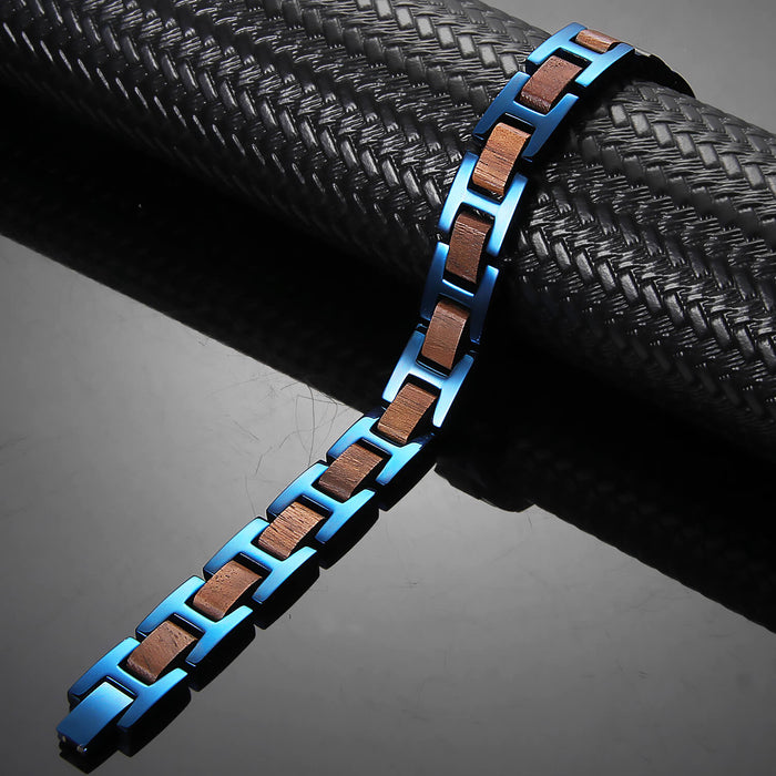 Wood and Stainless Steel Magnetic Bracelet - 3 Colors available - Model WB009