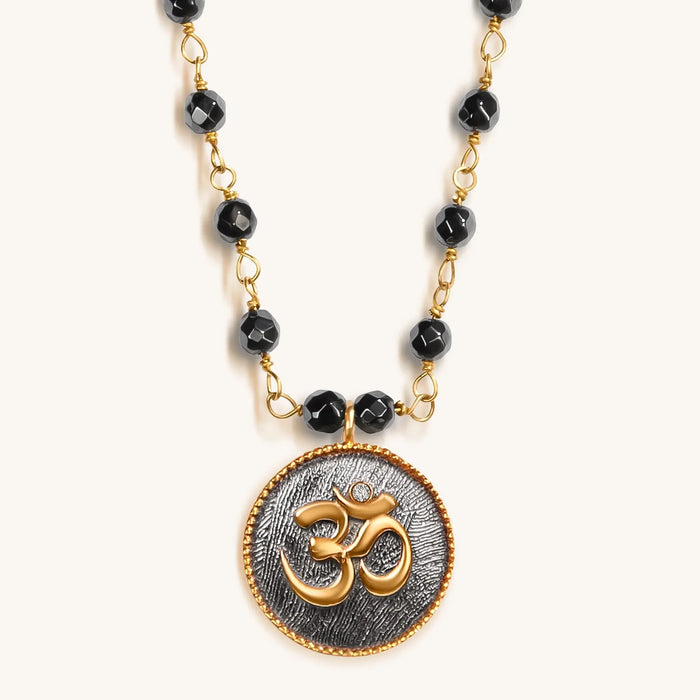 Grounding Serenity Hematite Necklace with OM Charm