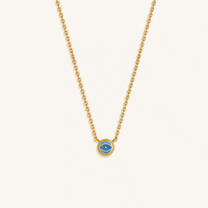 Tidal Serenity Aquamarine Evil Eye Gold Necklace