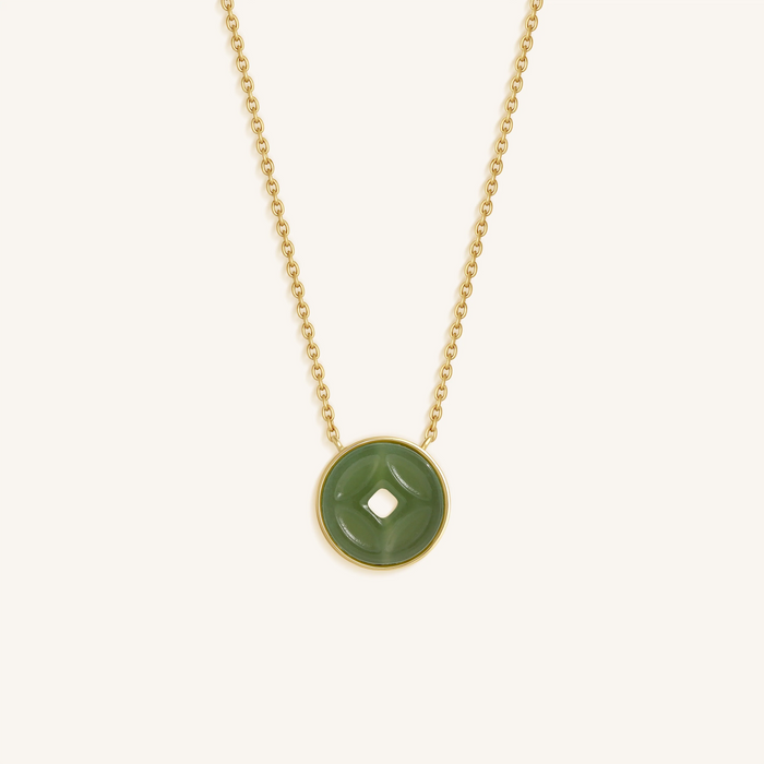 Prosperity Line Jade Lucky Coin Necklace