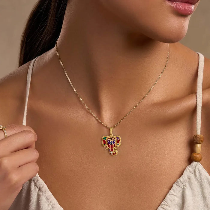 Tranquil Aura – Elephant Multi-Gem Necklace