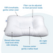 White pillow with features highlighted on a white background