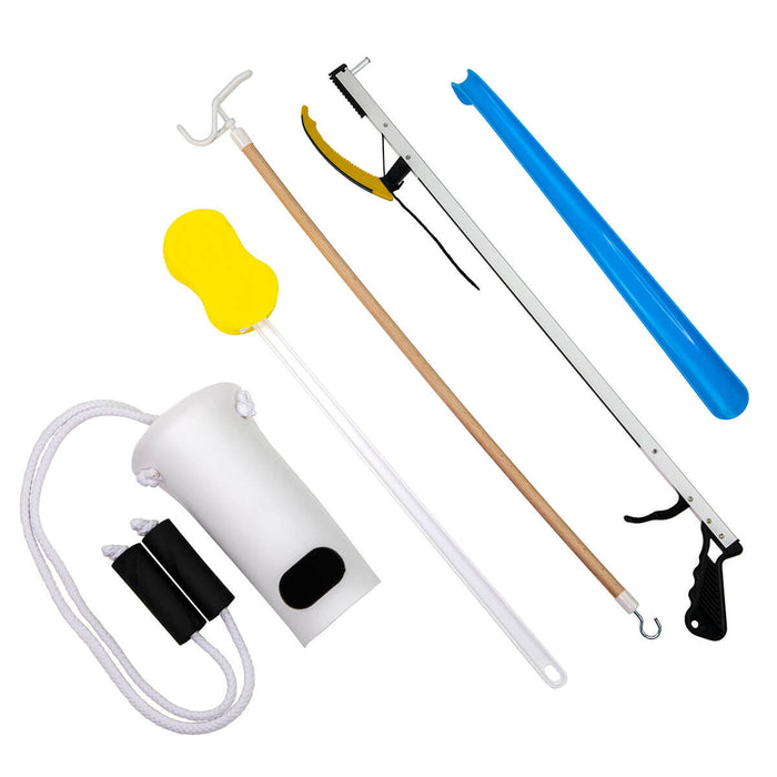 FabLife Hip Rehab Kit - Reacher, Sponge, Sock Aid, Shoehorn, Dressing Stick