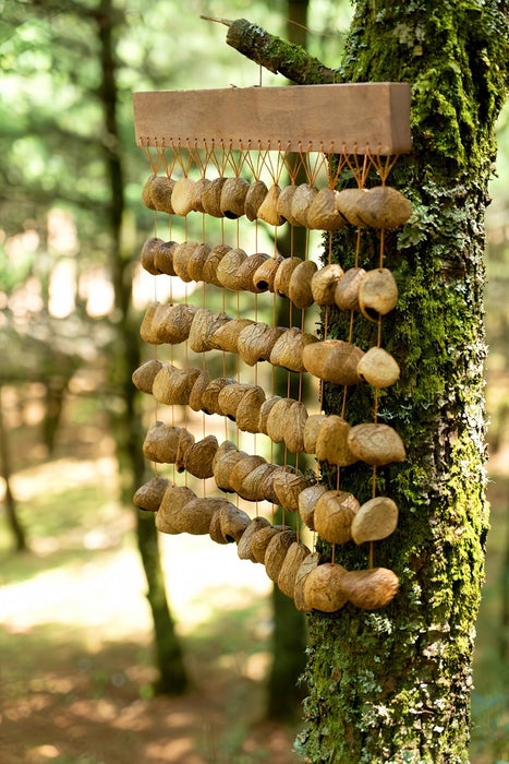 Handmade Panji Black Fruit Seed Shell Bar Wind Chime – Rainforest Sound Decor