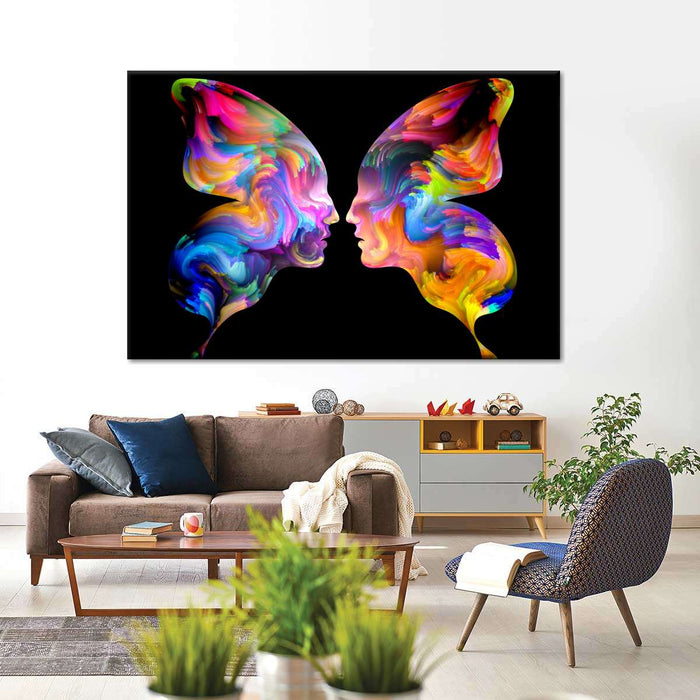 Abstract Butterfly Faces Wall Art