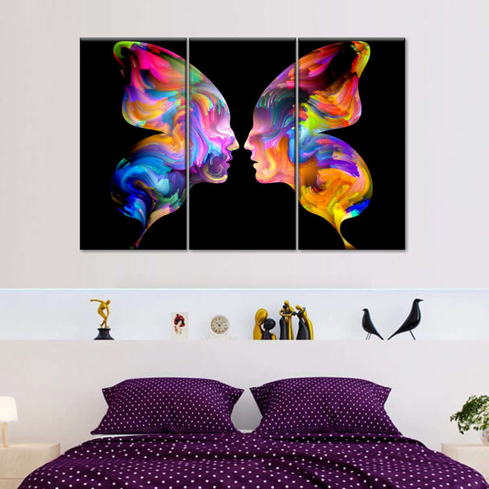 Abstract Butterfly Faces Wall Art