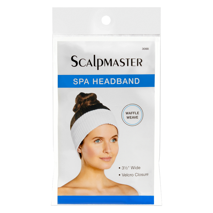 Waffle Weave Velcro Spa Headband - White