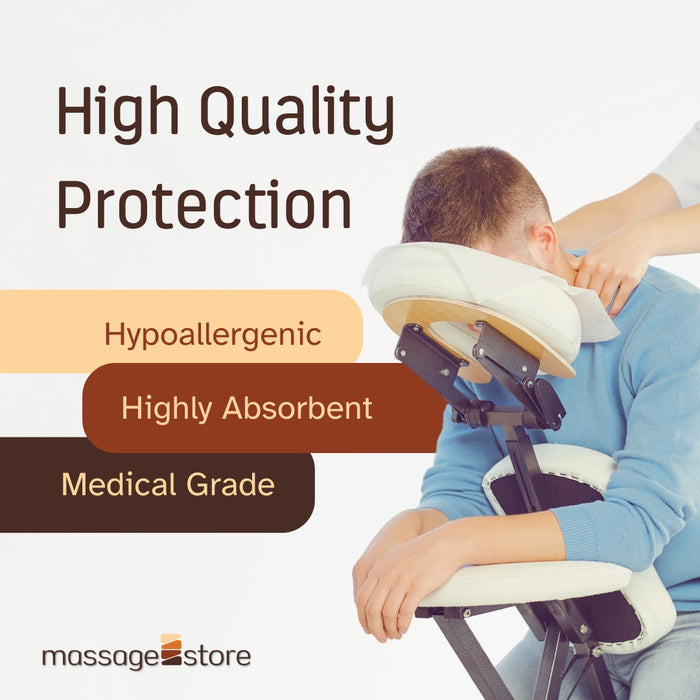 Massage Store Flat Disposable Bamboo Face Cradle Headrest Covers, Medical-Grade, Hygienic, Cloth-like, Soft, Durable, for Massage Tables & Massage Chairs, White