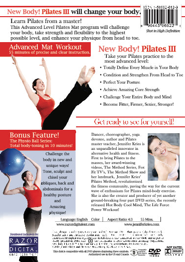 New Body Pilates III Advanced Mat Workout Video on DVD - Jennifer Kries