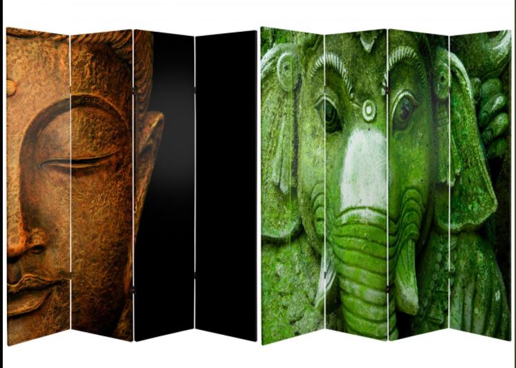 Buddha and Ganesh Art Print Screen (Canvas/Double Sided)
