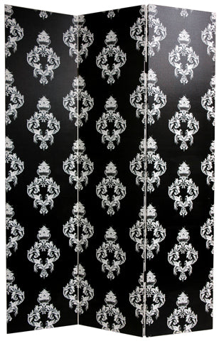 Black and White Damask Art Print Screen (Canvas/Double Sided) - Spa & Bodywork Market