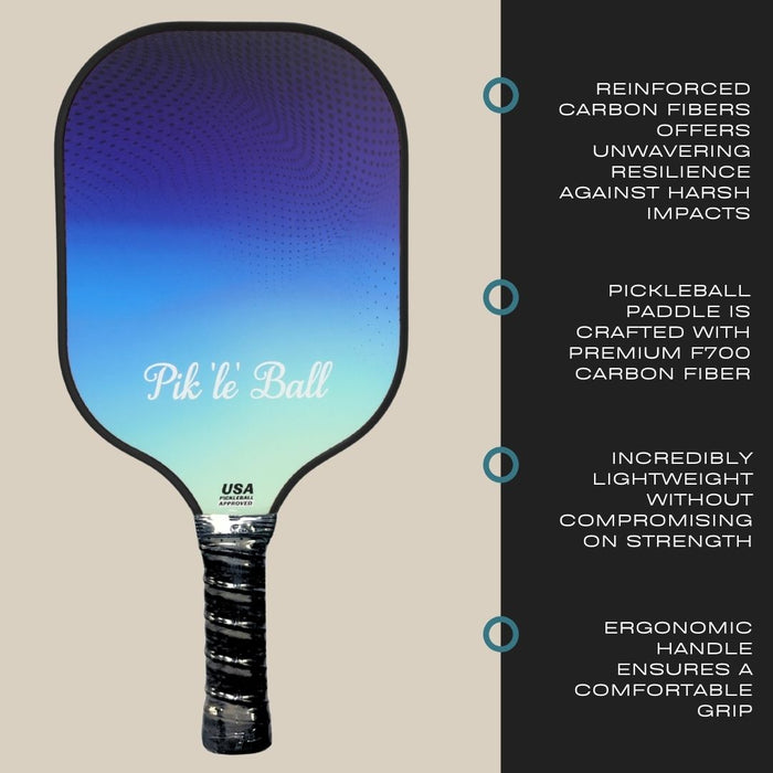 Pickleball Paddle, USAPA Approved, Pinnacle Pro Carbon Fiber Surface, Polypropylene Honeycomb Core with Cushion Comfort Grip by Pik'le'Ball
